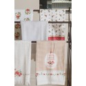 Clayre & Eef Guest Towel 40x66 cm White Green Cotton Roses