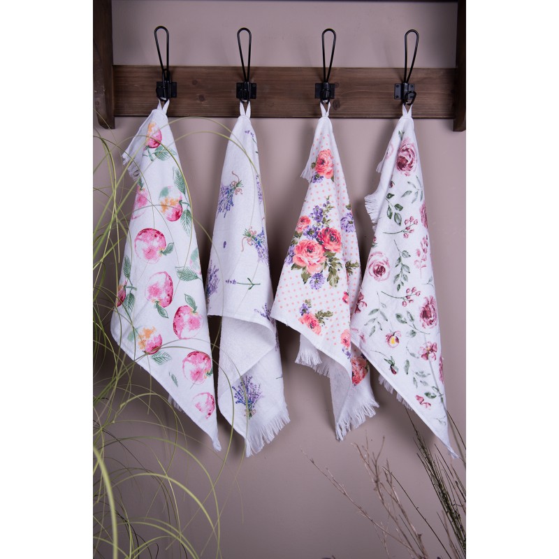 Clayre & Eef Guest Towel 40x66 cm Pink White Cotton Roses