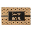 Clayre & Eef Door Mat 75x45 cm Brown Black PVS Coconut Fiber Rectangle Hearts Sweet Home