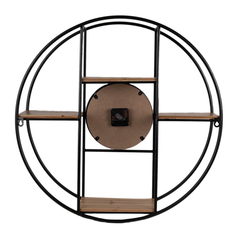 Clayre & Eef Wall Clock Ø 60 cm Brown Black Wood Iron