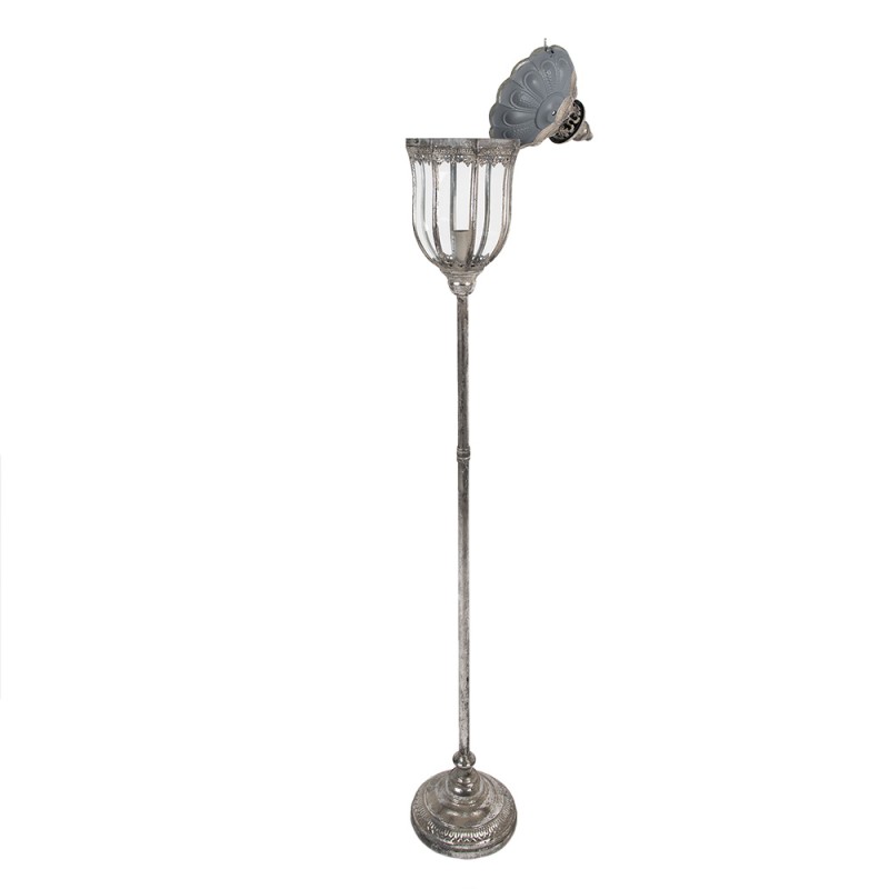 Clayre & Eef Floor Lamp Ø 21x140 cm Silver colored Metal Glass
