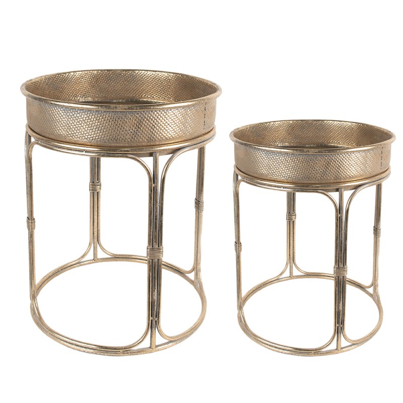 Clayre & Eef Side Table Set of 2 Ø 47x58 cm Gold colored Metal