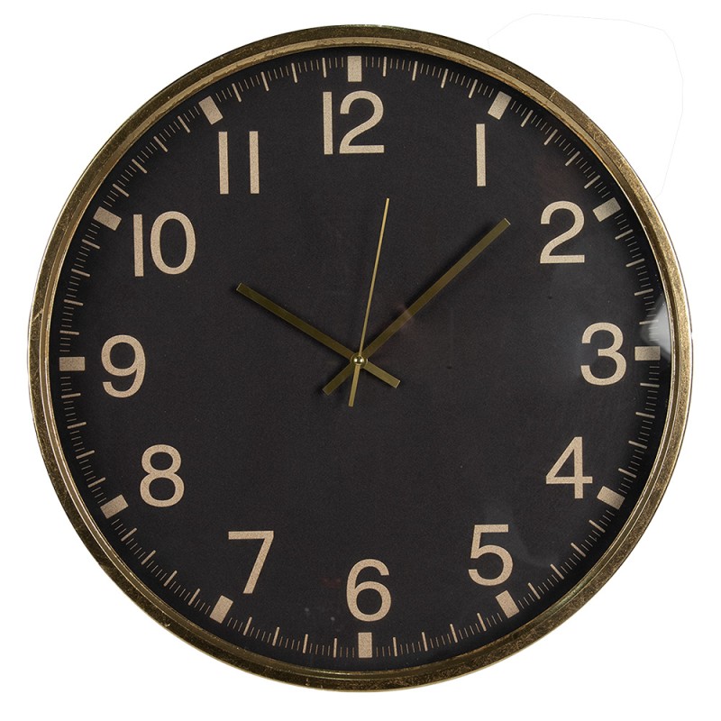 Clayre & Eef Wall Clock Ø 50 cm Black MDF Glass