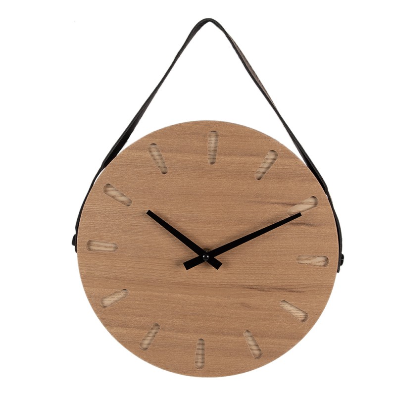 Clayre & Eef Wall Clock Ø 30 cm Brown MDF