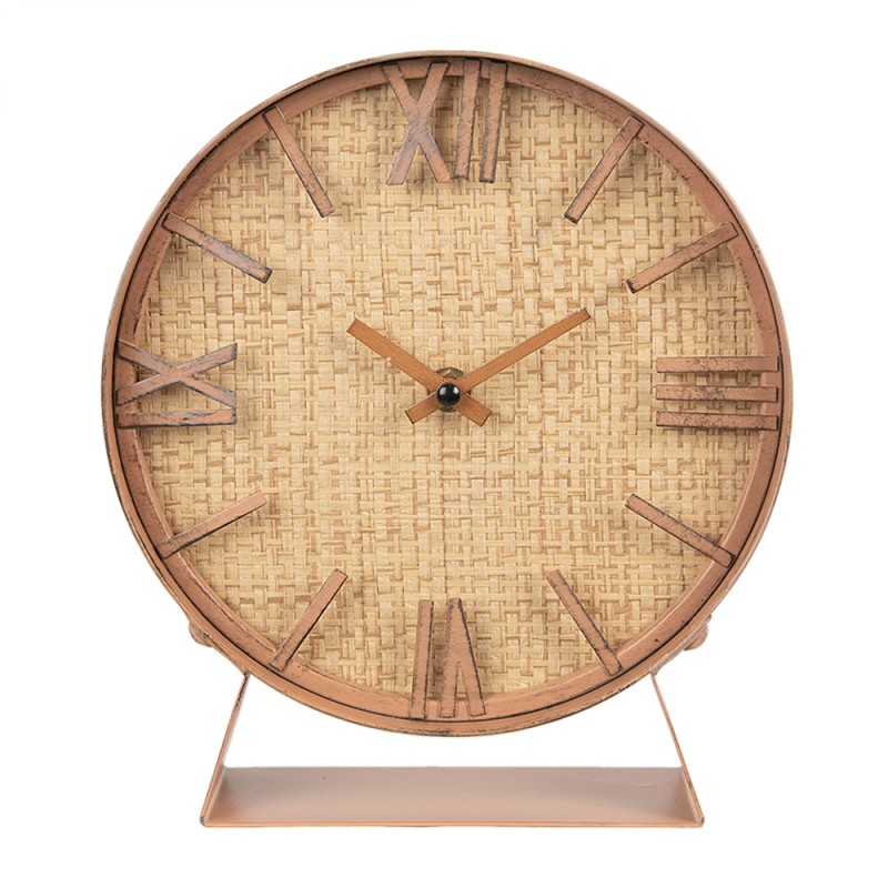 Clayre & Eef Table Clock 24 cm Brown MDF Iron