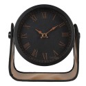 Clayre & Eef Table Clock 22 cm Black Brown Iron Glass