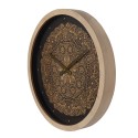 Clayre & Eef Wall Clock Ø 50 cm Black Gold colored Wood Glass