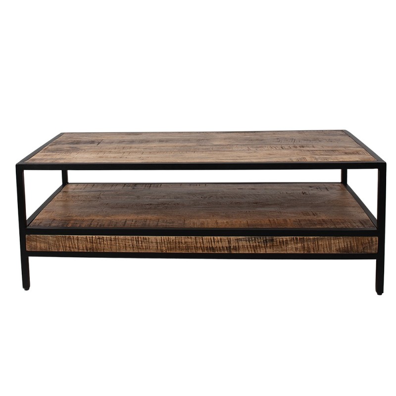 Clayre & Eef Salontafel  110x55x40 cm Bruin Zwart Hout Ijzer