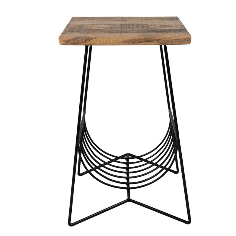 Clayre & Eef Side Table 40x40x63 cm Brown Black Wood Iron
