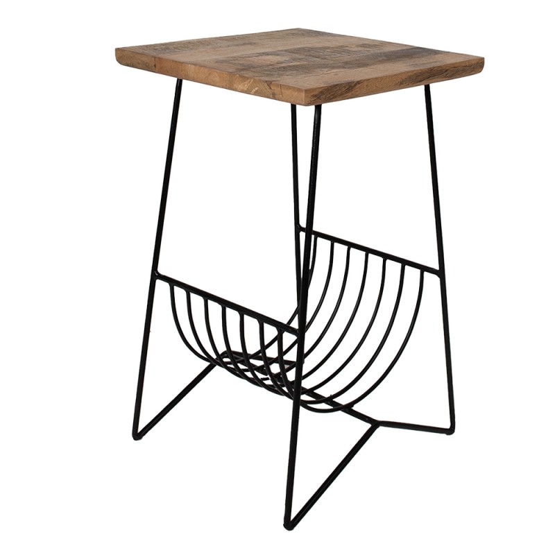 Clayre & Eef Table d'appoint 40x40x63 cm Marron Noir Bois Fer