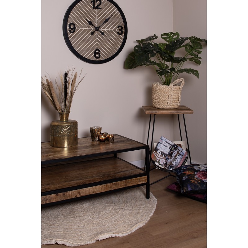 Clayre & Eef Side Table 40x40x63 cm Brown Black Wood Iron