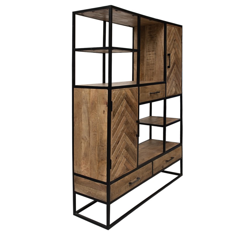 Clayre & Eef Wall Cabinet 140x40x180 cm Brown Black Wood Iron