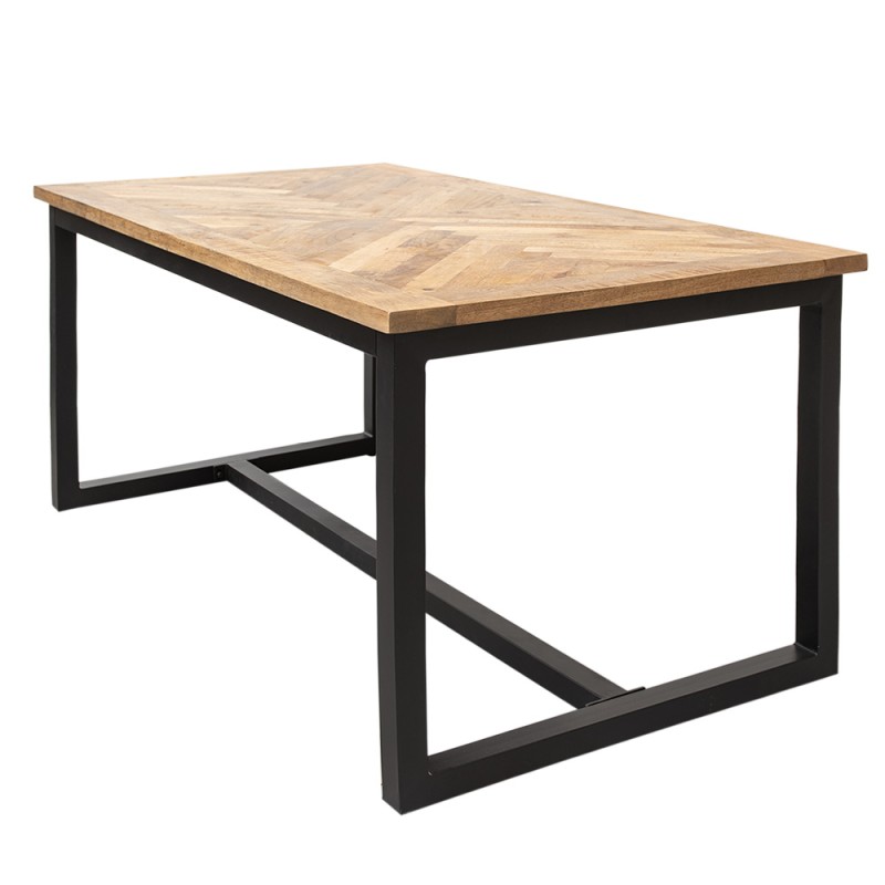 Clayre & Eef Dining Table 200x90x76 cm Brown Black Wood Iron