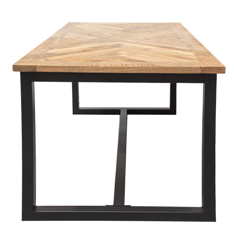 Clayre & Eef Table de salle à manger 160x90x76 cm Marron Noir Bois Fer