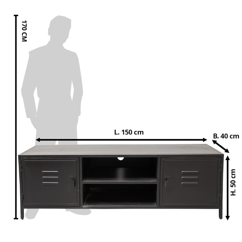 Clayre & Eef TV Cabinet 150x40x50 cm Black Iron