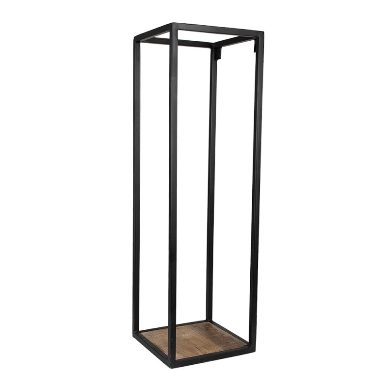 Clayre & Eef Wall Rack 20x20x65 cm Black Brown Iron Wood