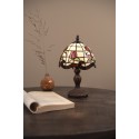 LumiLamp Lampe de table Tiffany Ø 18x30 cm Beige Rouge Verre Plastique Fleurs