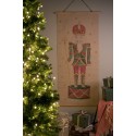 Clayre & Eef Wall Tapestry 70x150 cm Beige Red Wood Textile Rectangle Nutcracker