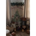 Clayre & Eef Wandteppich 120x150 cm Beige Grün Holz Textil Rechteck Weihnachtsbaum