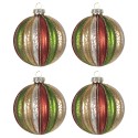 Clayre & Eef Christmas Bauble Set of 4 Ø 8 cm Red Green Glass Round