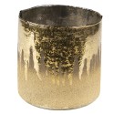 Clayre & Eef Tealight Holder Ø 10x10 cm Gold colored Brown Glass