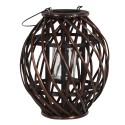 Clayre & Eef Wind Light Ø 26x30 cm Brown Wood Glass Round