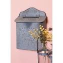 Clayre & Eef Mailbox 26x10x35 cm Grey Iron Rectangle Flowers Post