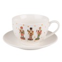 Clayre & Eef Cup and Saucer 200 ml Beige Porcelain Nutcrackers