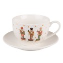 Clayre & Eef Tasse et soucoupe 200 ml Beige Porcelaine Casse-noisettes