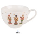 Clayre & Eef Tasse mit Untertasse 200 ml Beige Porzellan Nussknacker