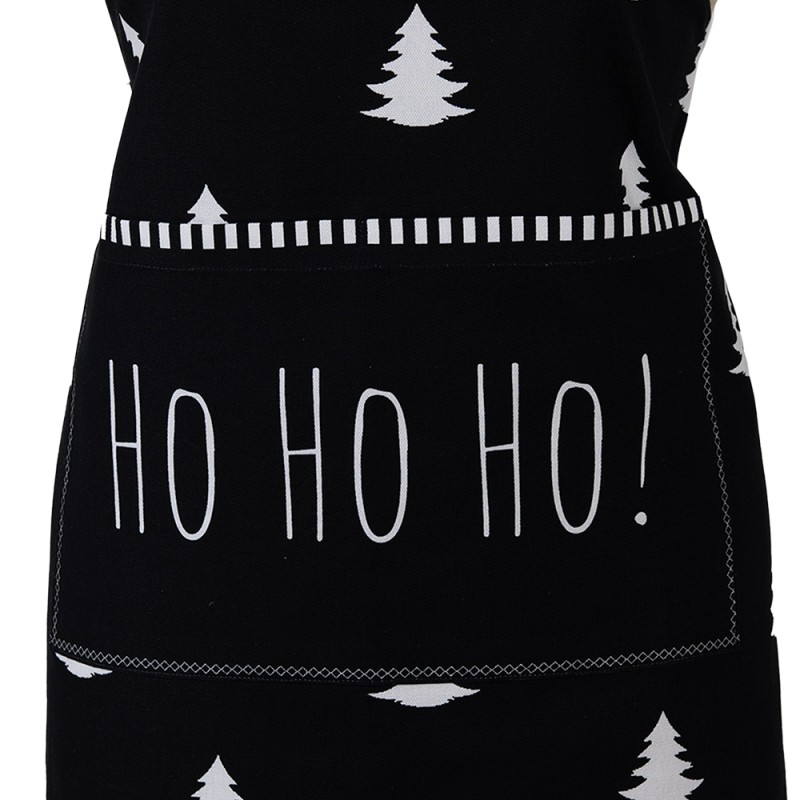 Clayre & Eef Kitchen Apron 70x85 cm Black White Cotton Christmas Tree Ho Ho Ho !