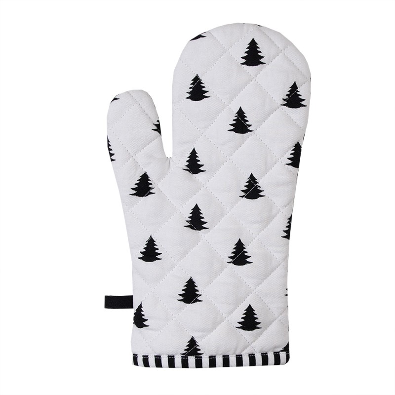 Clayre & Eef Presina da forno 18x30 cm Nero Bianco  Cotone Albero di Natale