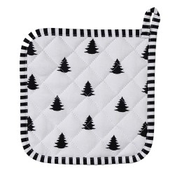 Clayre & Eef Presina 20x20 cm Nero Bianco  Cotone Quadrato Alberi di Natale