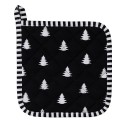 Clayre & Eef Pot Holder 20x20 cm Black White Cotton Square Christmas Trees