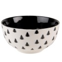 Clayre & Eef Bol à soupe 500 ml Beige Noir Porcelaine Rond Sapin de Noël