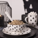 Clayre & Eef Bol à soupe 500 ml Beige Noir Porcelaine Rond Sapin de Noël