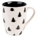 Clayre & Eef Mug 300 ml Beige Black Porcelain Christmas Tree