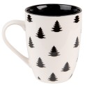 Clayre & Eef Mug 300 ml Beige Noir Porcelaine Sapin de Noël