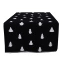 Clayre & Eef Weihnachtlicher Tischläufer 50x140 cm Schwarz Weiß Baumwolle Rechteck Weihnachtsbäume
