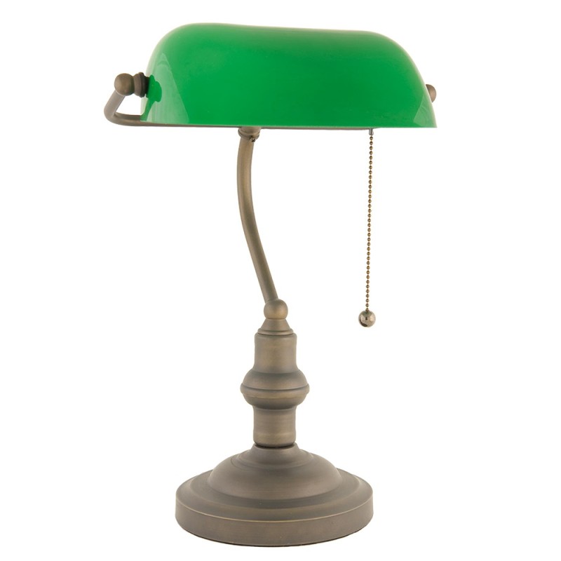 LumiLamp Lampada da scrivania Ø 27x40 cm Verde Marrone Metallo Vetro