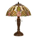 LumiLamp Lampe de table Tiffany Ø 47x61 cm  Vert Rose Verre Demi-cercle Rose