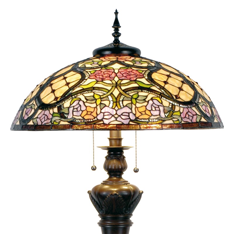 LumiLamp Lampada da terra Tiffany Ø 55x150 cm  Beige Rosa  Plastica Vetro Semicerchio Fiori