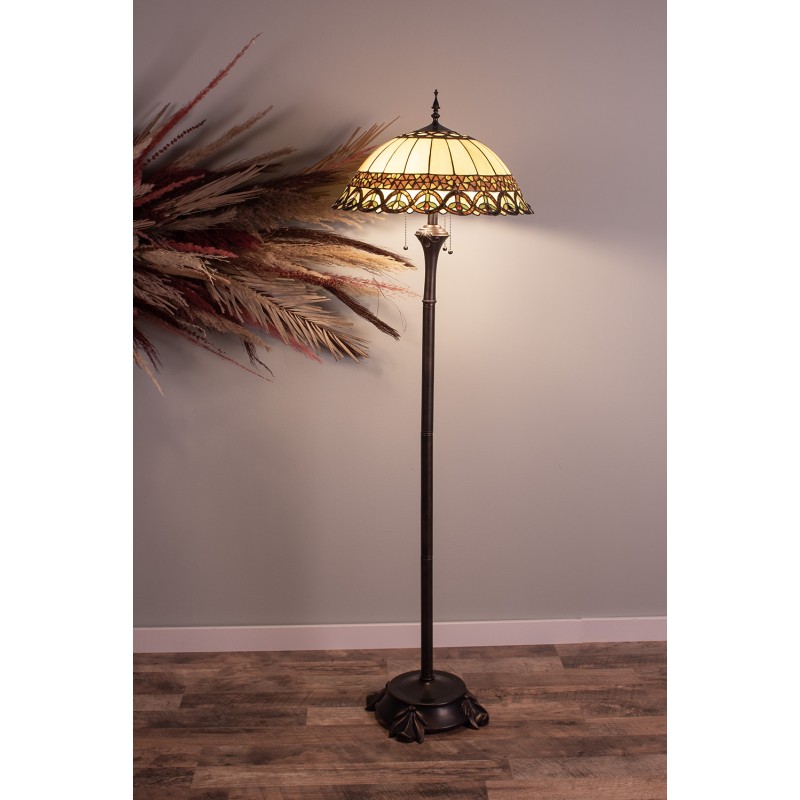 LumiLamp Floor Lamp Tiffany Ø 50x165 cm  Beige Brown Metal Glass