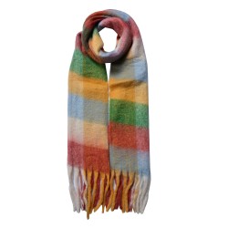 Juleeze Winterschal Damen 35x210 cm Grün Blau Rauten