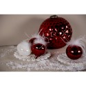 Clayre & Eef Weihnachtskugel 4er Set Ø 10 cm Rot Weiß Glas