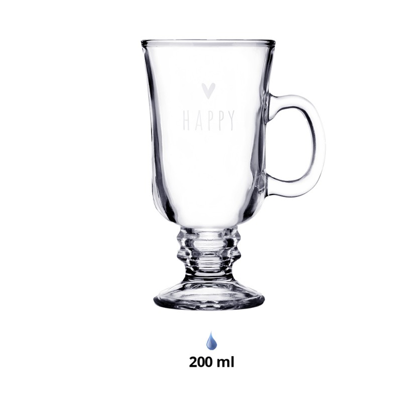 Clayre & Eef Theeglas  200 ml Glas Hart Happy