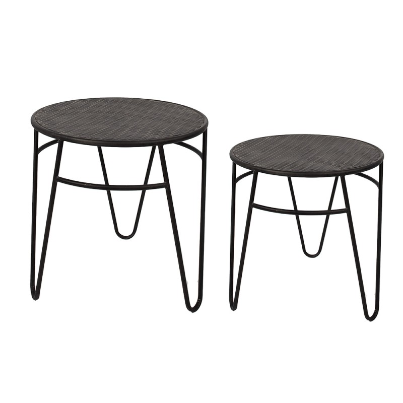 Clayre & Eef Side Table Set of 2 Ø 51 / Ø 41 cm Brown Iron