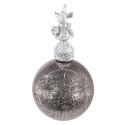 Clayre & Eef Christmas Bauble Ø 7 cm Silver colored Glass Plastic