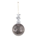 Clayre & Eef Christmas Bauble Ø 7 cm Silver colored Glass Plastic