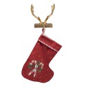 Clayre & Eef Crochet chaussette de Noël 17 cm Couleur or Aluminium Bois de cerf